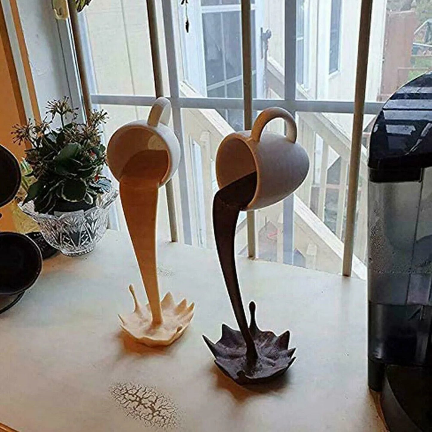 Floating Spilling Coffee Cup Sculpture – Creative Kitchen & Home Decor