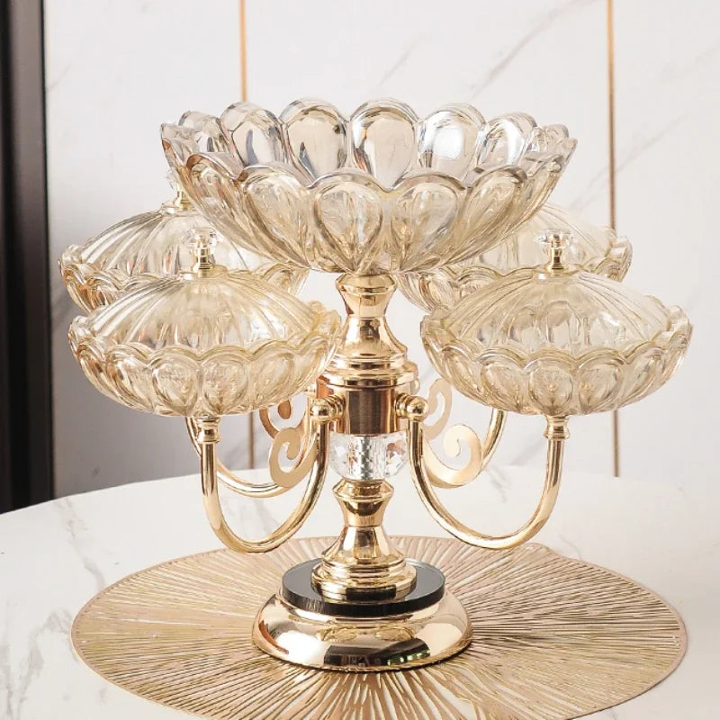 Crystal Glass Fruit Tray with Cover