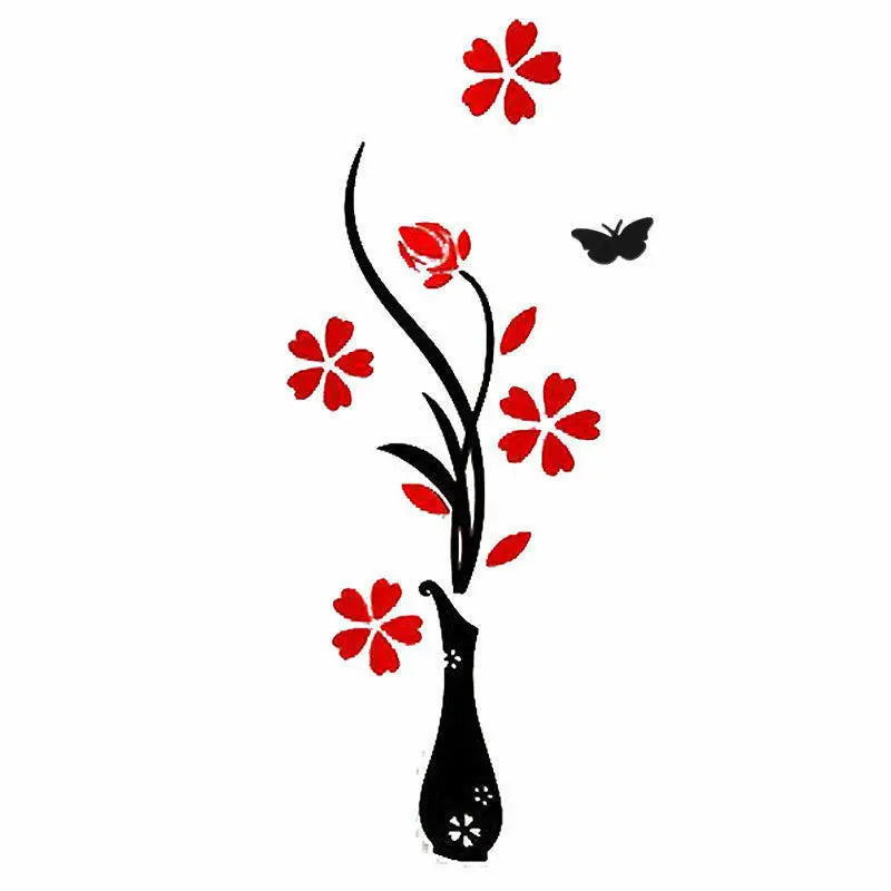 Vase Flower Tree Wall Stickers - Home Decor