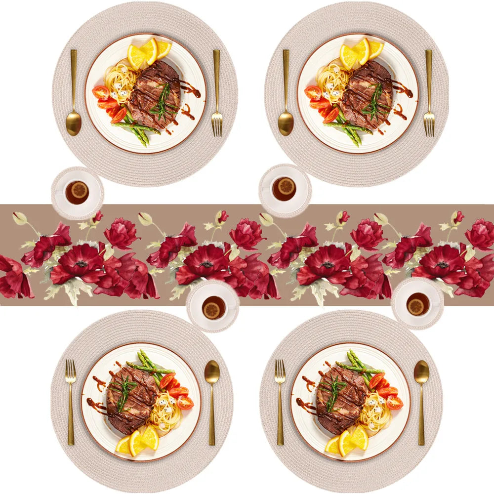 Set of 6 Round Braided Placemats Dining Tables