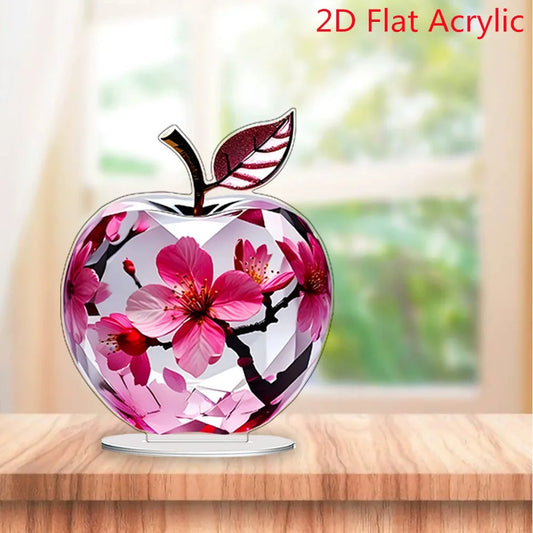 Crystal Apple Figurine Paperweight, Clear Apple Collectible Figurines Crafts, Home Office Handmade Statue Ornament Decoration