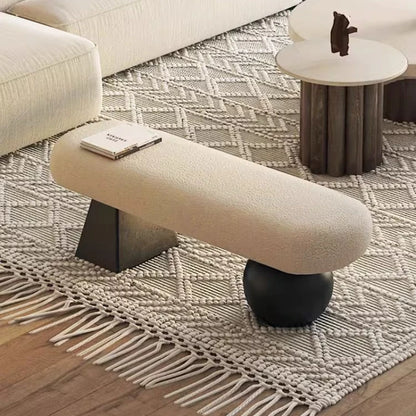 ‌Nordic Solid Wood Entryway Bench‌ - Multi-Functional Living Room Stool, Designer Bedside Ottoman with Storage for Home/Entryway