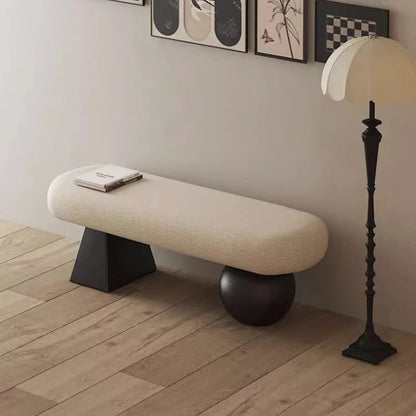 ‌Nordic Solid Wood Entryway Bench‌ - Multi-Functional Living Room Stool, Designer Bedside Ottoman with Storage for Home/Entryway