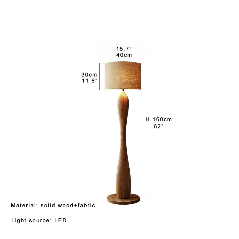 Modern Creative Wooden Floor Lamps Linen Lampshade Led Designer Room Decor Standing Light Solid Wood Living Room Decor