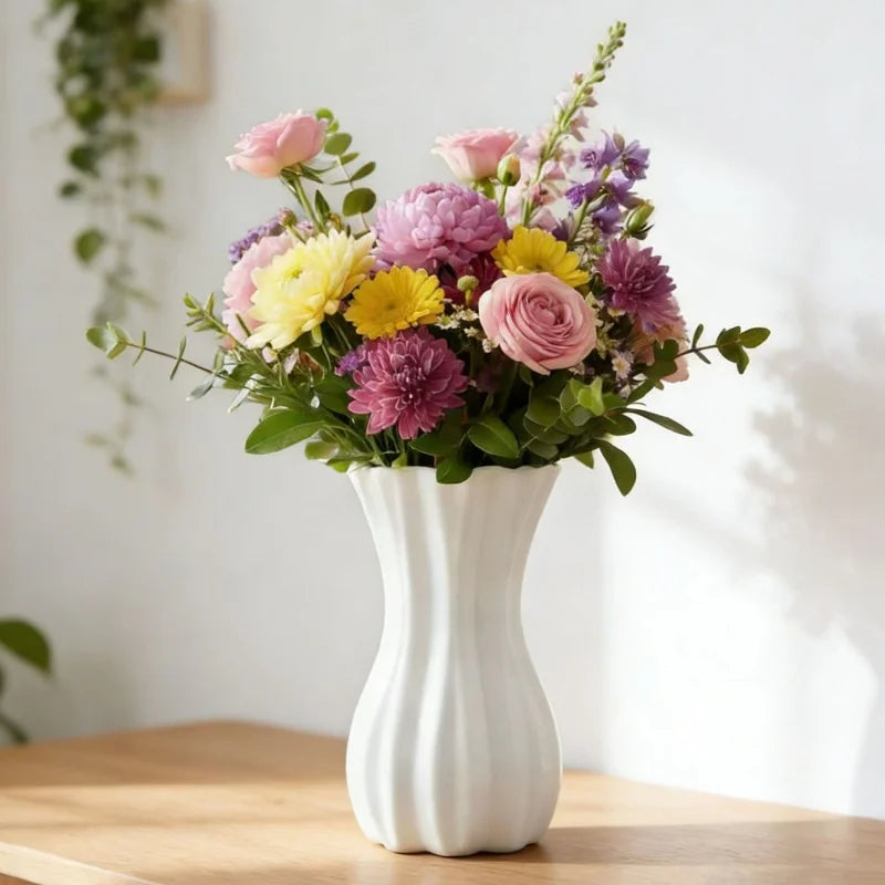 Nordic Plastic Small Vase for Table Flower Vase Tall Large Plastic Vases for Wedding Centerpieces Home Living Room Wedding Decor