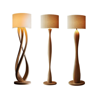 Modern Creative Wooden Floor Lamps Linen Lampshade Led Designer Room Decor Standing Light Solid Wood Living Room Decor