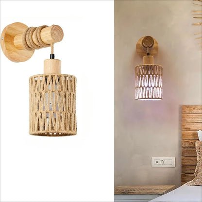 Cylindrical Design Wall Light Modern Style Led Rattan Wall Lampshade Hemp Rope for Home Living Room Hotel Decor Lighting Fixture