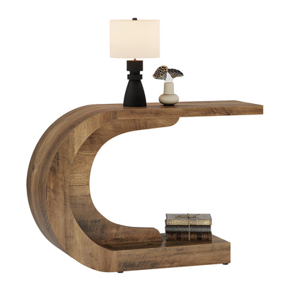 43.3" C-Shaped Console Table For Living Room Mid-Century Modern Wood Entryway Hallway Table, Heavy-Duty Entry Accent Table