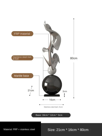 Modern Light Luxury HomeDecor Electroplated Geometric Statue Large Size Resin Crafts Living Room Entrance Decoration Accessories
