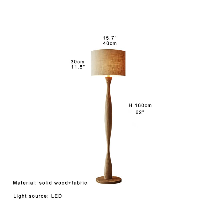 Modern Creative Wooden Floor Lamps Linen Lampshade Led Designer Room Decor Standing Light Solid Wood Living Room Decor
