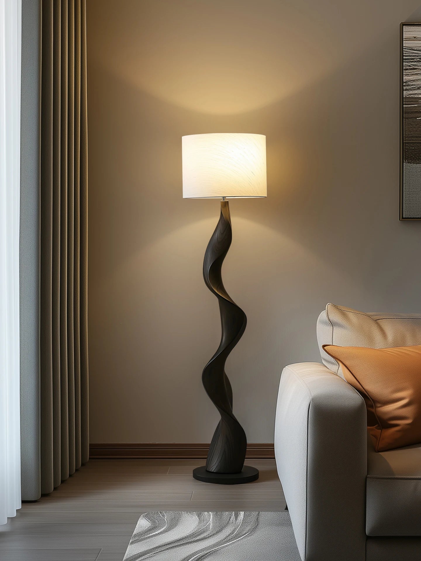 Modern Creative Wooden Floor Lamps Linen Lampshade Led Designer Room Decor Standing Light Solid Wood Living Room Decor