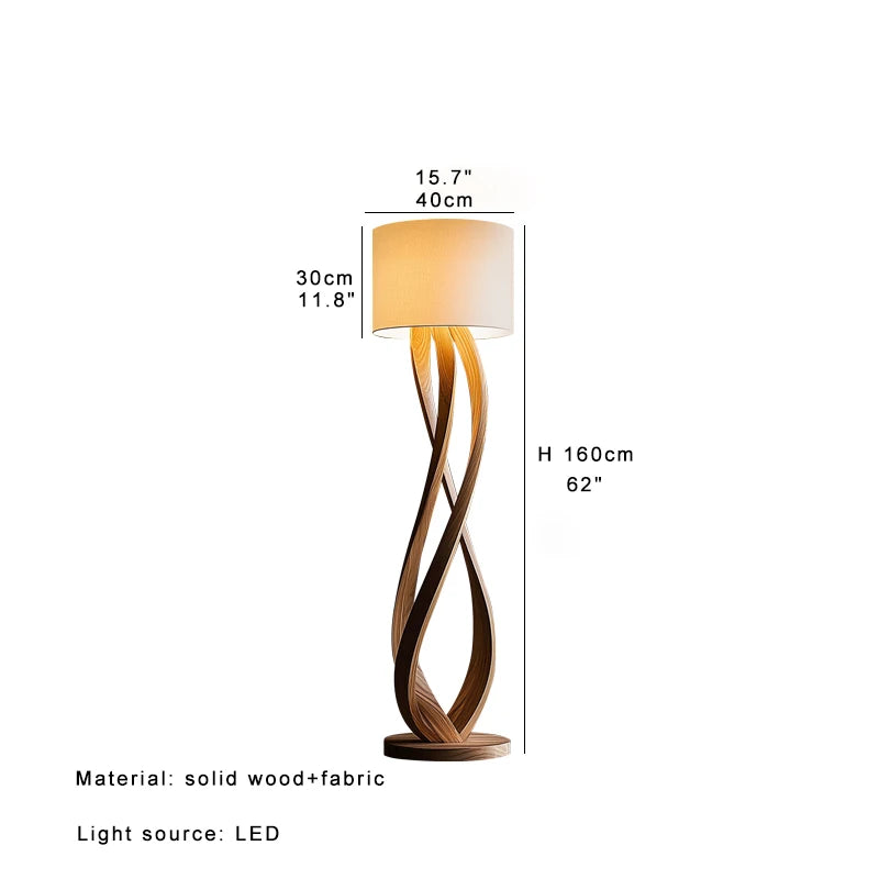 Modern Creative Wooden Floor Lamps Linen Lampshade Led Designer Room Decor Standing Light Solid Wood Living Room Decor