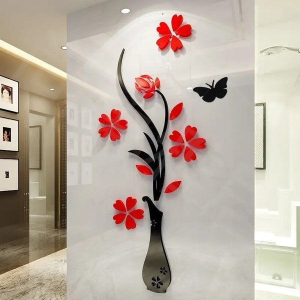 Vase Flower Tree Wall Stickers - Home Decor