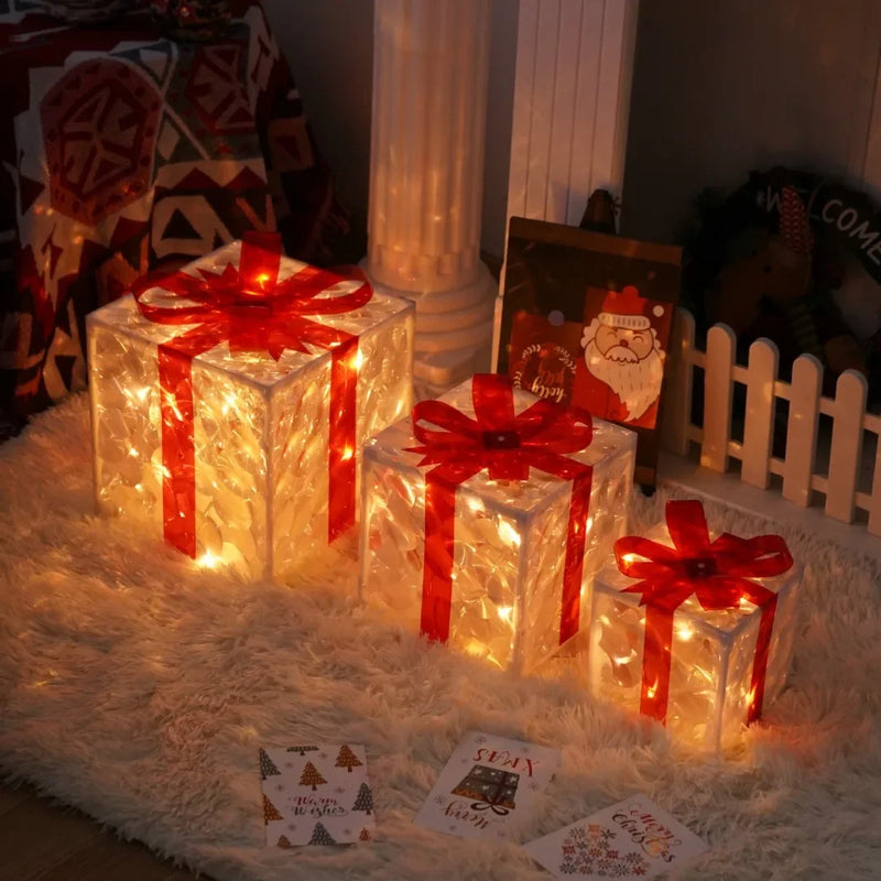 Christmas Set Decor - Three Piece with Lights