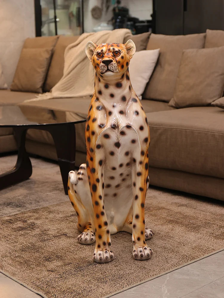 Home Decor Leopard Statue Gardens Ornament Creative Courtyards Decorative Simulated Animal Sculpture Housewarming Opening Gift