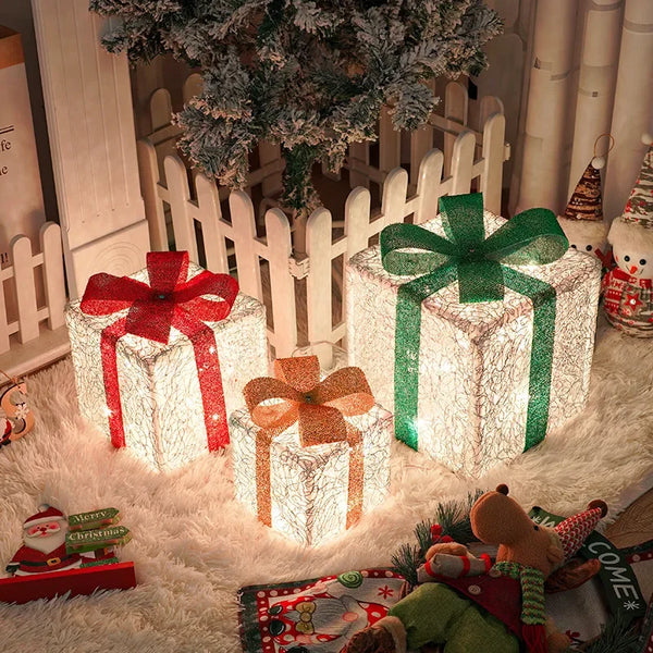 Christmas Set Decor - Three Piece with Lights