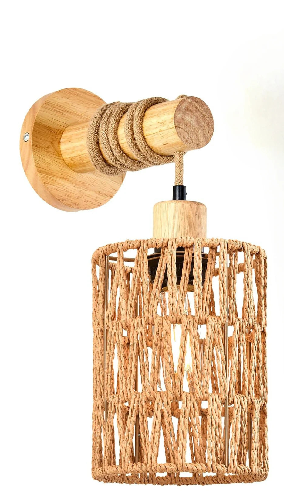 Cylindrical Design Wall Light Modern Style Led Rattan Wall Lampshade Hemp Rope for Home Living Room Hotel Decor Lighting Fixture
