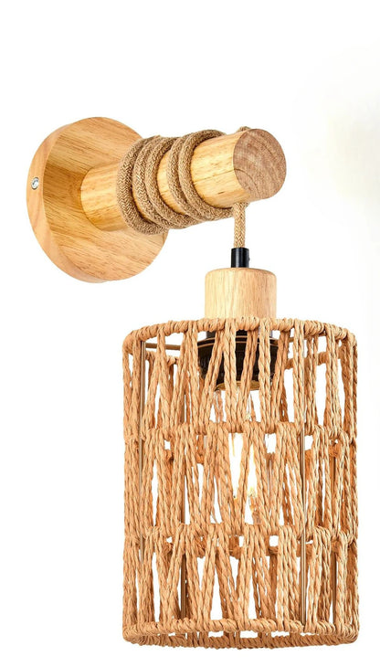 Cylindrical Design Wall Light Modern Style Led Rattan Wall Lampshade Hemp Rope for Home Living Room Hotel Decor Lighting Fixture