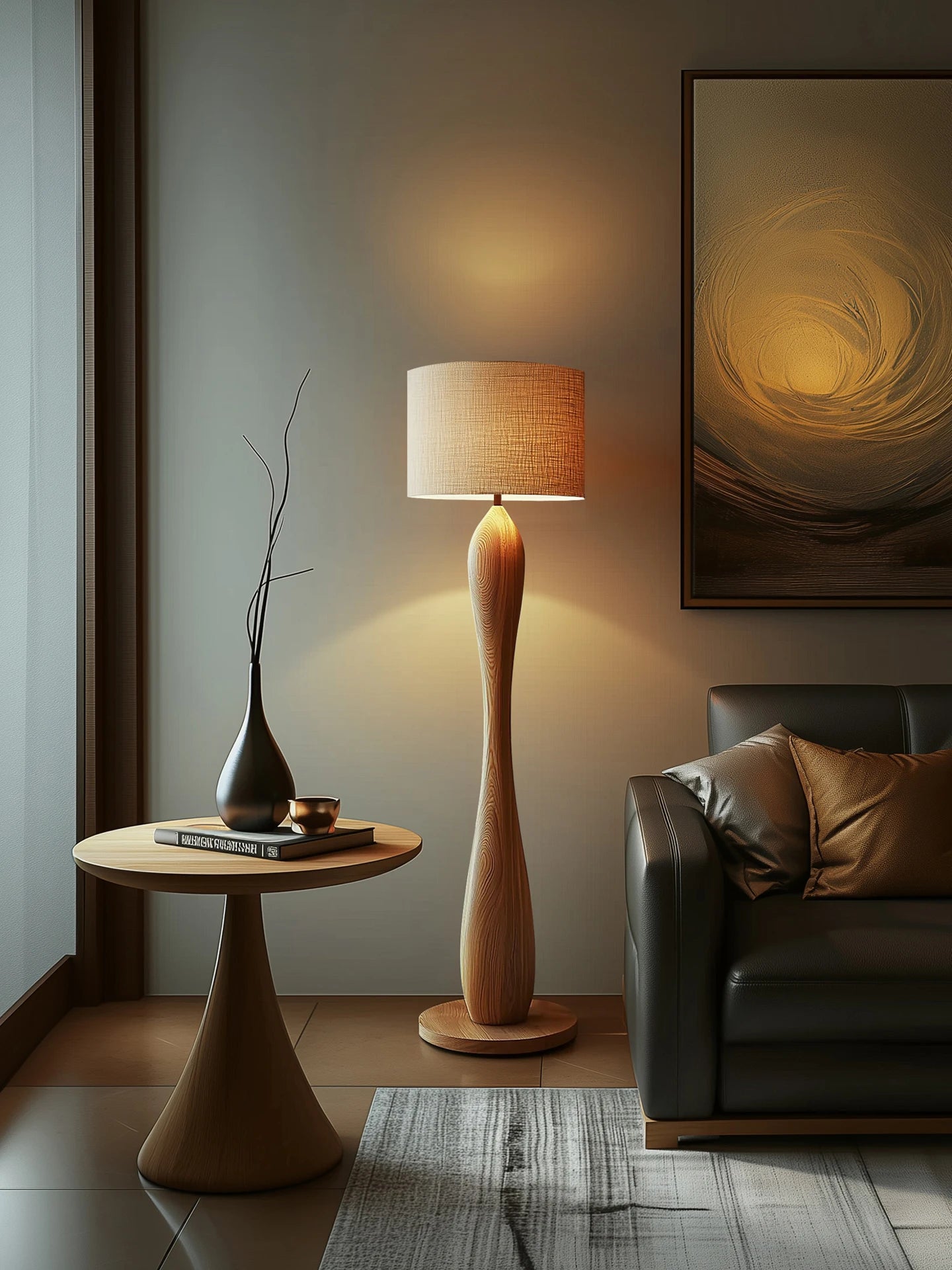Modern Creative Wooden Floor Lamps Linen Lampshade Led Designer Room Decor Standing Light Solid Wood Living Room Decor