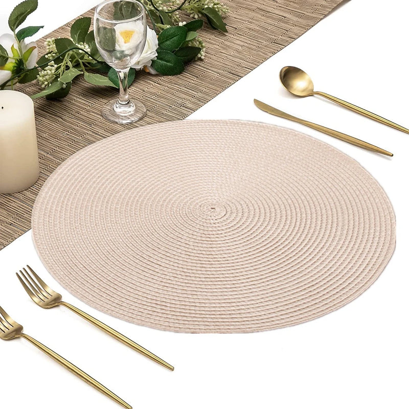 Set of 6 Round Braided Placemats Dining Tables