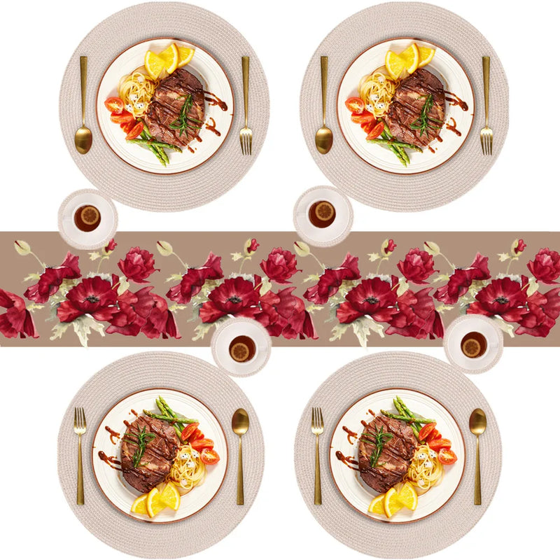 Set of 6 Round Braided Placemats Dining Tables