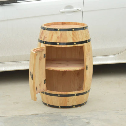 Decorated beer barrels, wooden red wine and grape bars, exhibition doors, storage racks