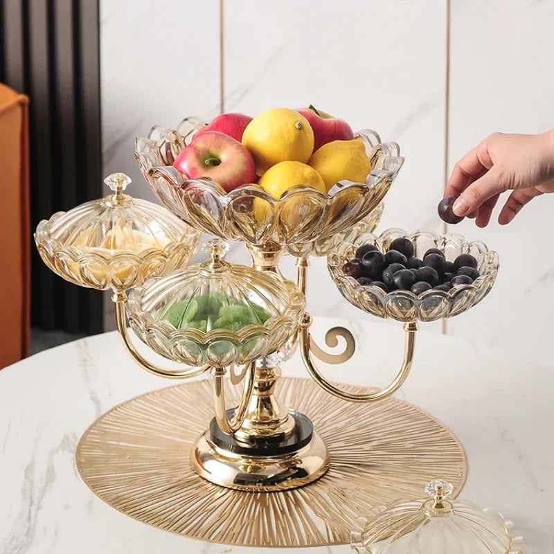 Crystal Glass Fruit Tray with Cover